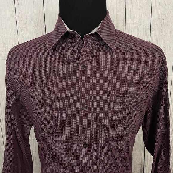 Johnston & Murphy Other - Johnston & Murphy Men's Large Purple Polka Dot Contrast Cuff Button-Front Shirt